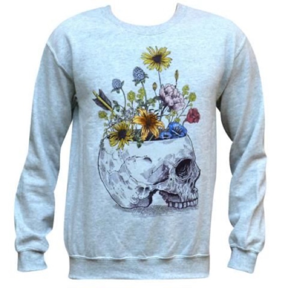 Wicked Clothes Skull with flowers sweatshirt